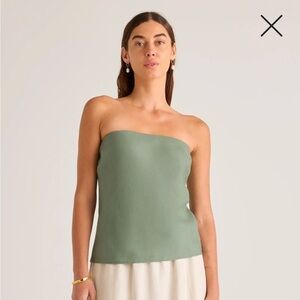 Quince Linen Strapless Top in Light cargo M